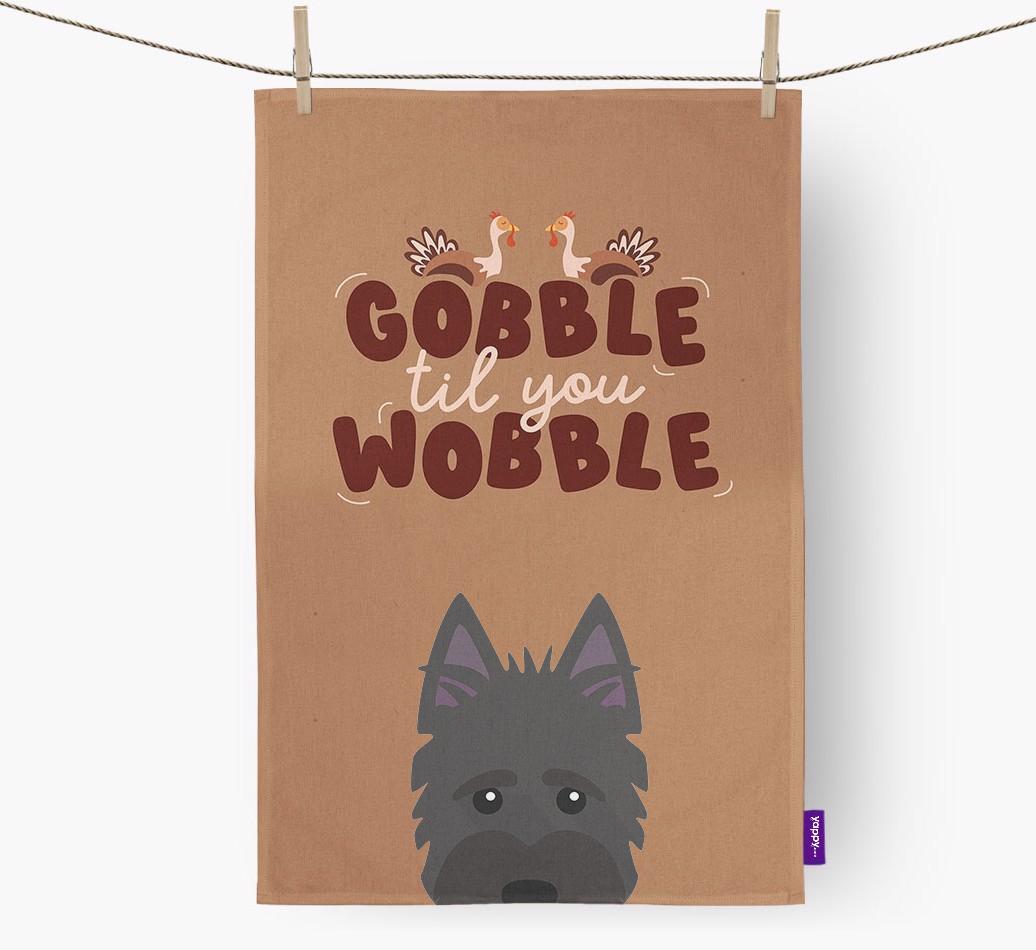 Gobble Til You Wobble: Personalized {breedFullName} Dish Towel