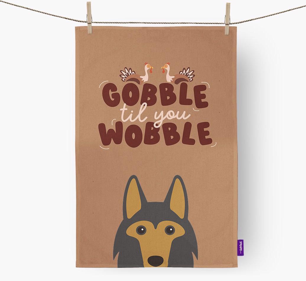 Gobble Til You Wobble: Personalized {breedFullName} Dish Towel