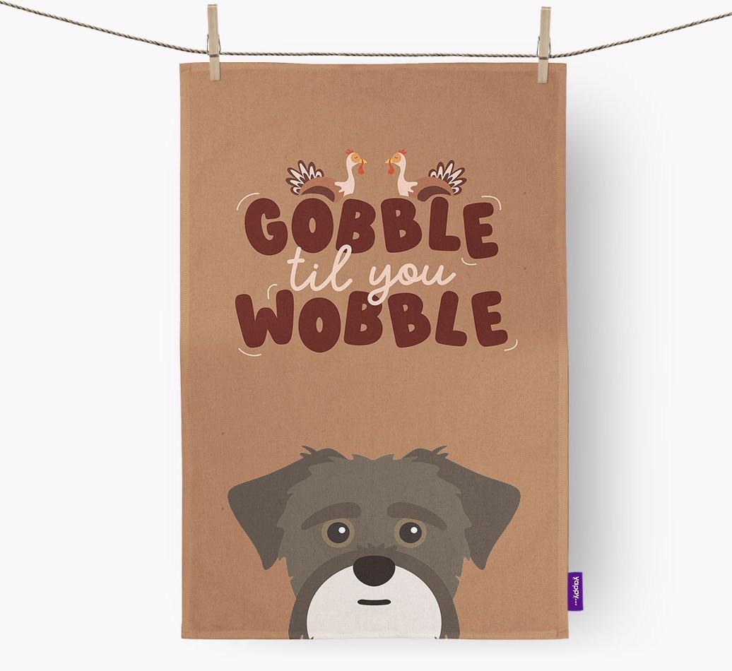 Gobble Til You Wobble: Personalized {breedFullName} Dish Towel
