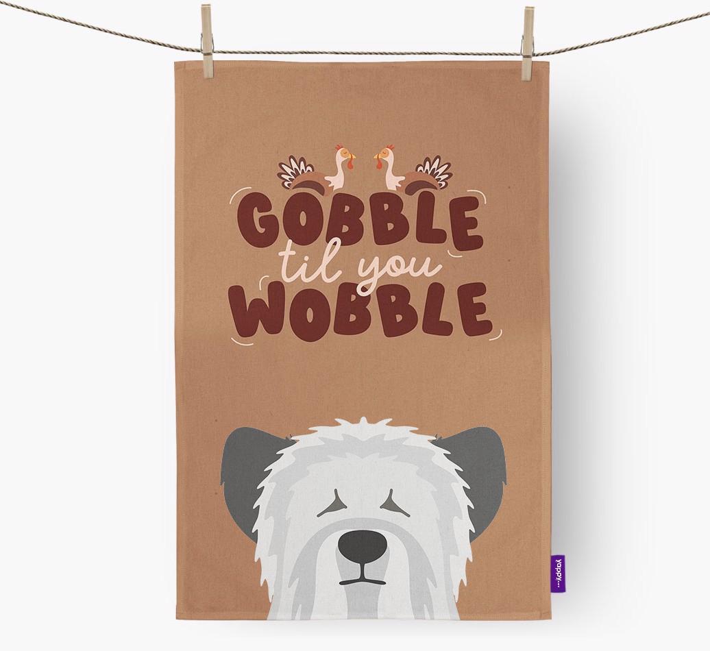 Gobble Til You Wobble: Personalized {breedFullName} Dish Towel