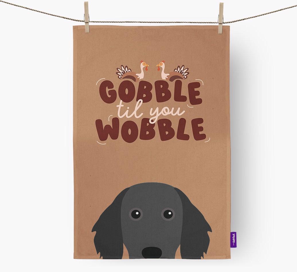 Gobble Til You Wobble: Personalized {breedFullName} Dish Towel