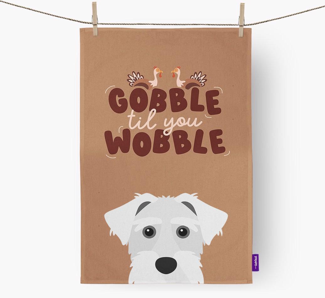 Gobble Til You Wobble: Personalized {breedFullName} Dish Towel