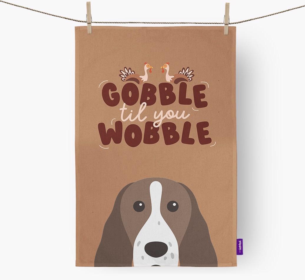 Gobble Til You Wobble: Personalized {breedFullName} Dish Towel