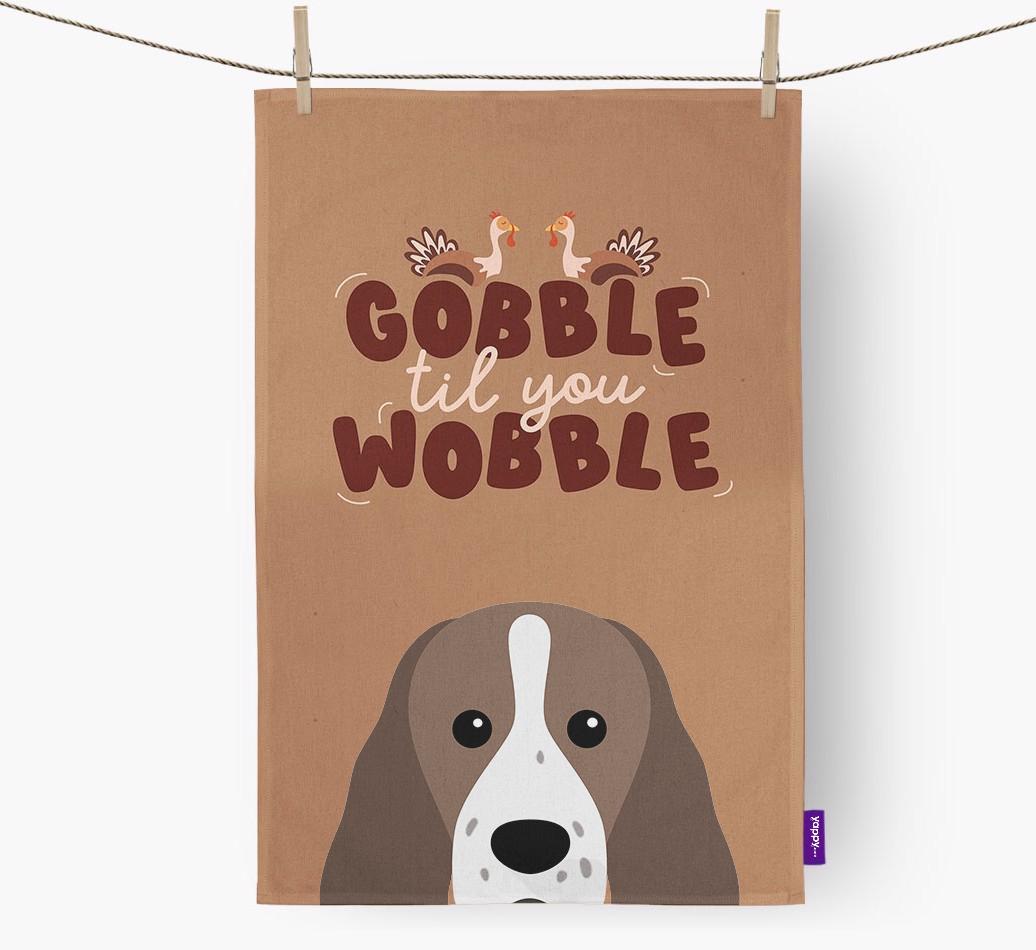 Gobble Til You Wobble: Personalized {breedFullName} Dish Towel
