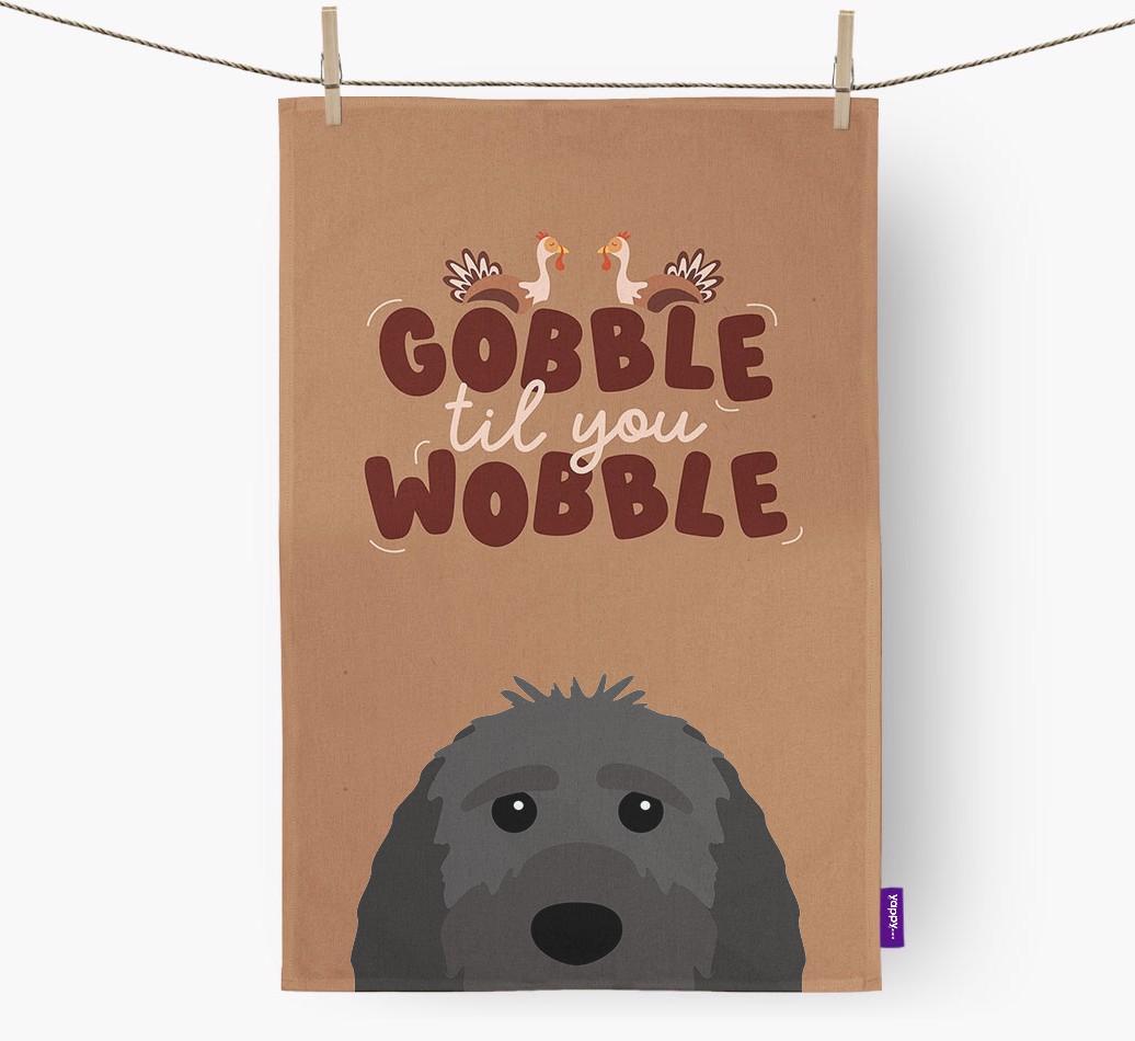 Gobble Til You Wobble: Personalized {breedFullName} Dish Towel