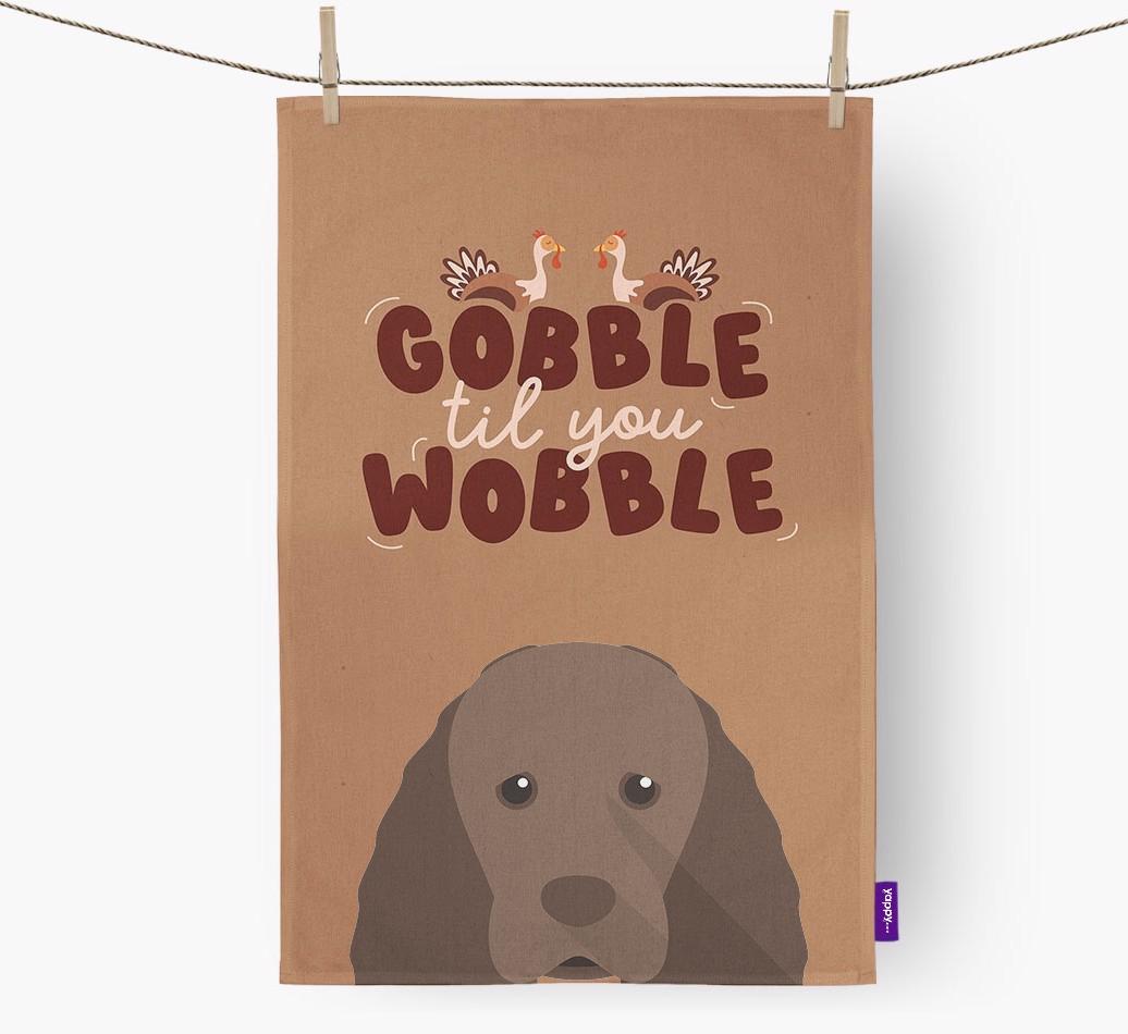 Gobble Til You Wobble: Personalized {breedFullName} Dish Towel