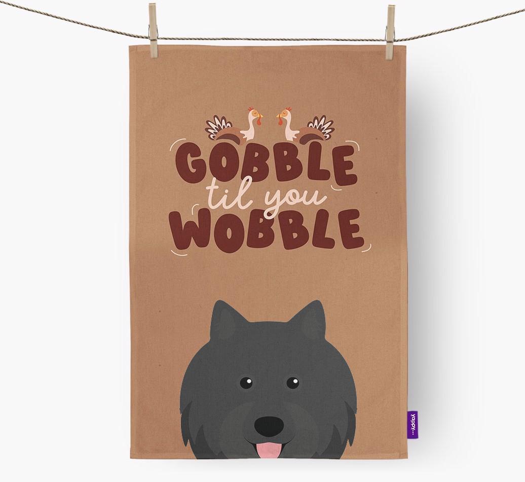 Gobble Til You Wobble: Personalized {breedFullName} Dish Towel