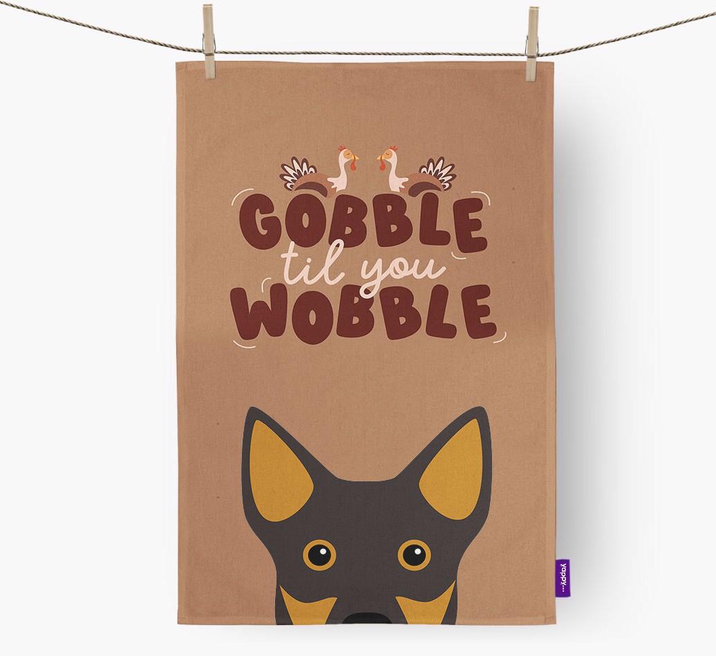 Gobble Til You Wobble: Personalized {breedFullName} Dish Towel
