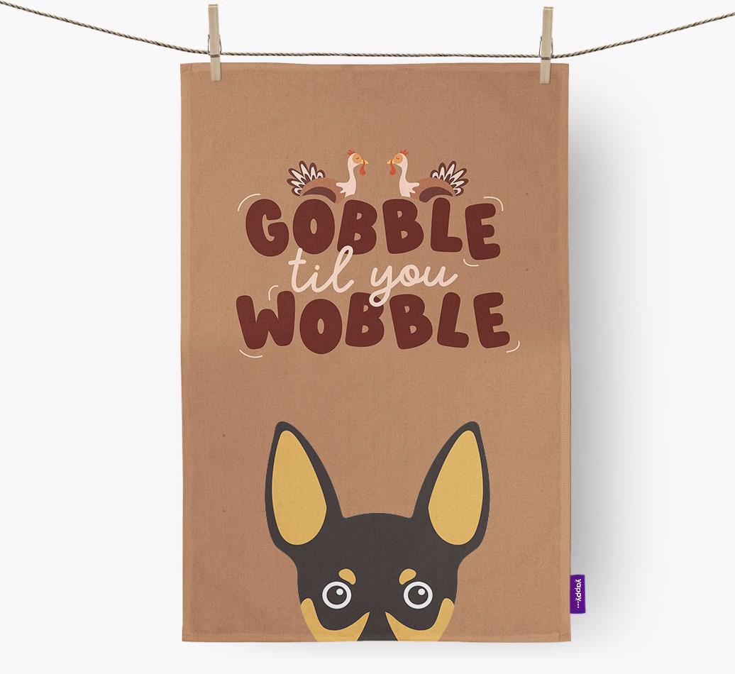 Gobble Til You Wobble: Personalized {breedFullName} Dish Towel