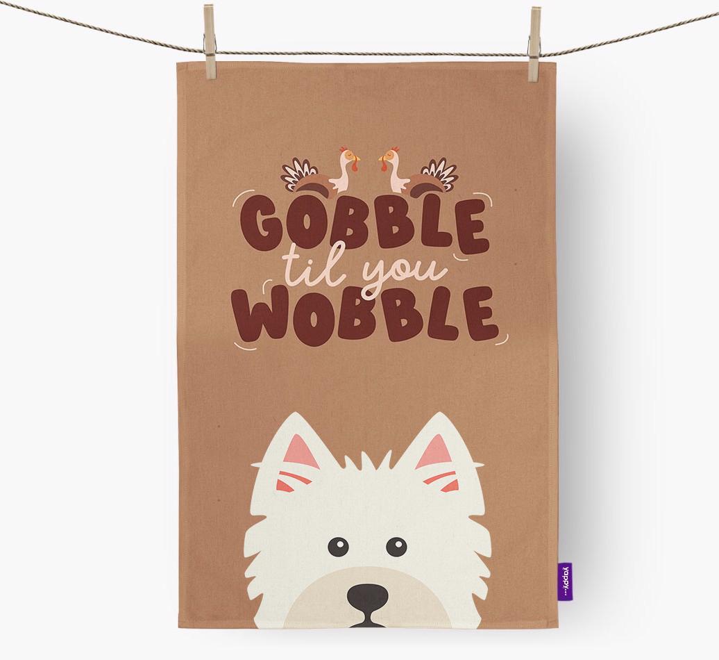 Gobble Til You Wobble: Personalized {breedFullName} Dish Towel