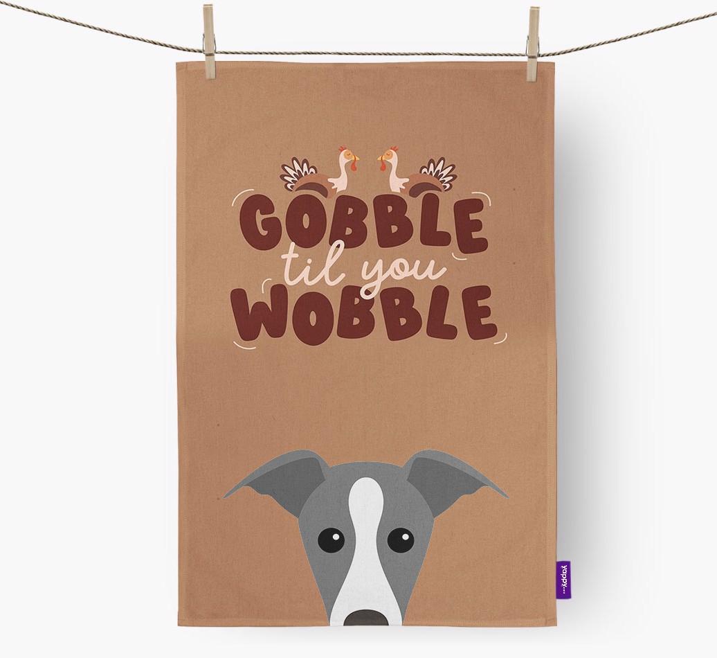 Gobble Til You Wobble: Personalized {breedFullName} Dish Towel