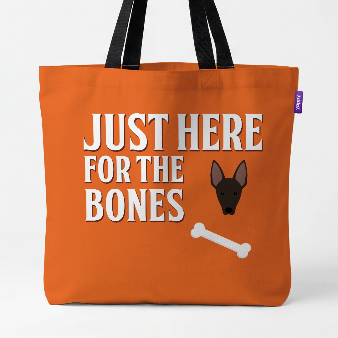 'Just Here for the Bones' - Personalized {breedCommonName} Canvas Bag