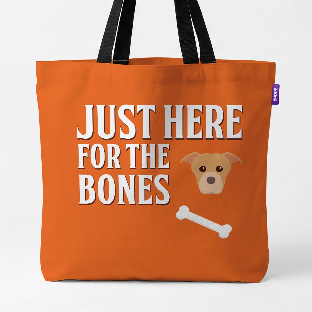 'Just Here for the Bones' - Personalized {breedCommonName} Canvas Bag