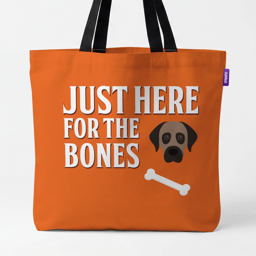 'Just Here for the Bones' - Personalized {breedCommonName} Canvas Bag