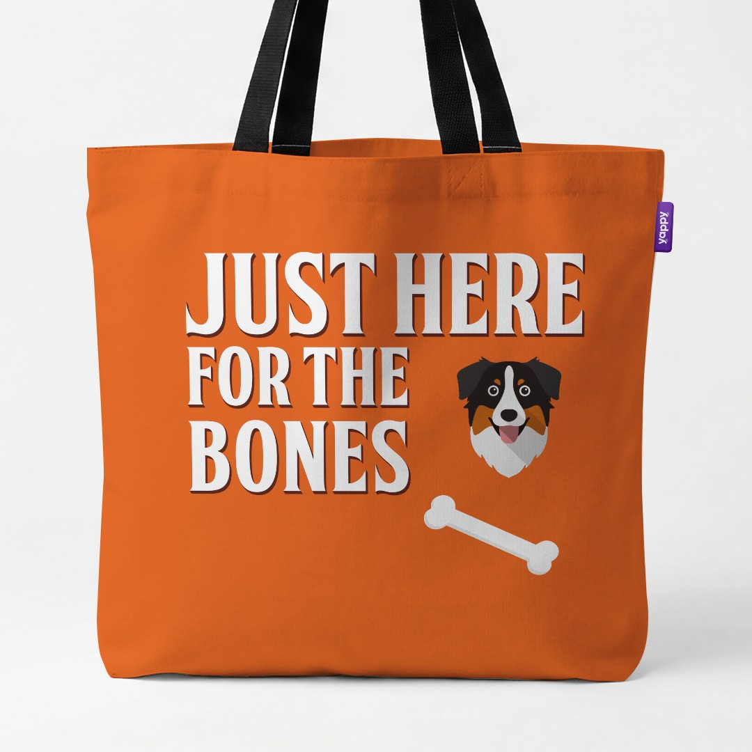 'Just Here for the Bones' - Personalized {breedCommonName} Canvas Bag