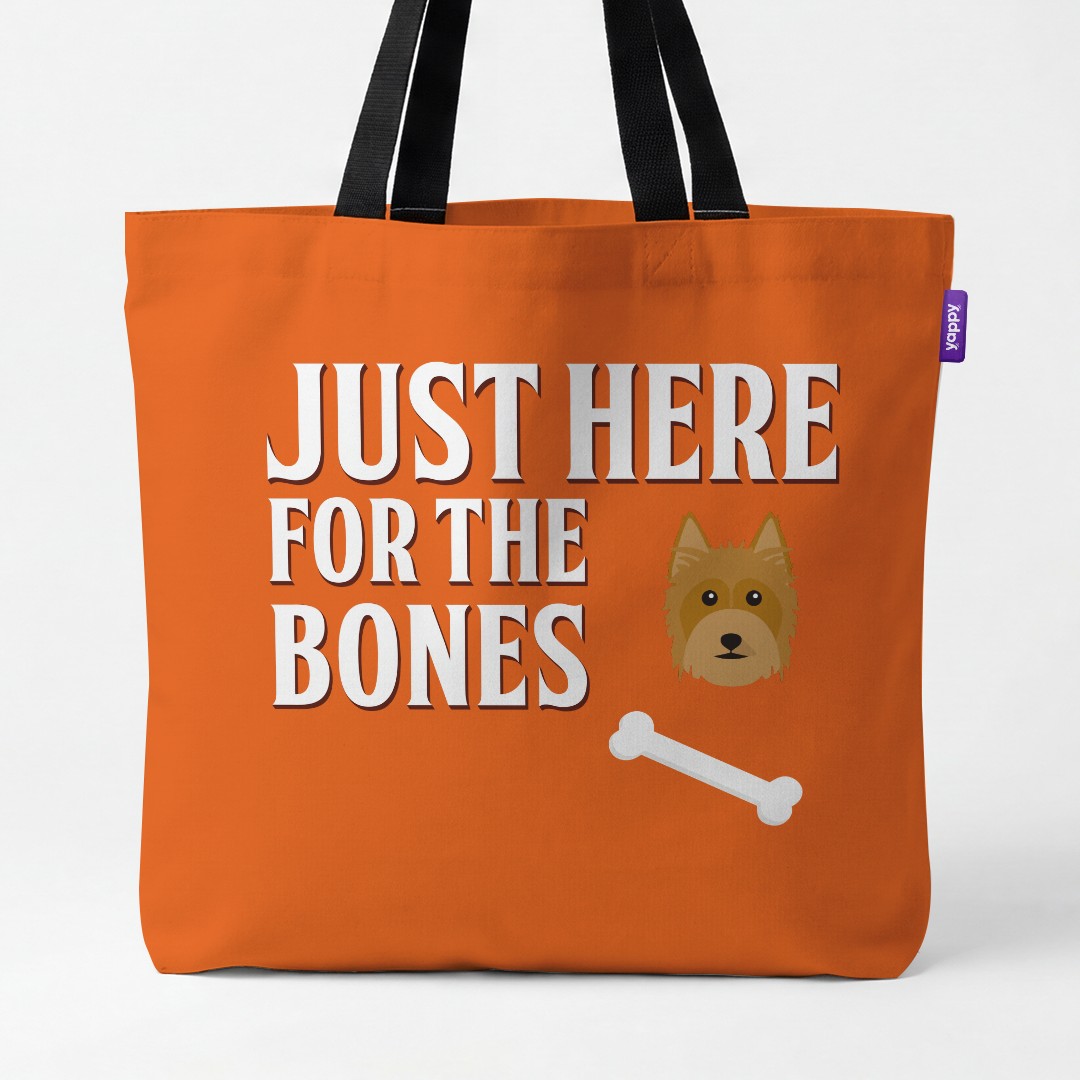 'Just Here for the Bones' - Personalized {breedCommonName} Canvas Bag