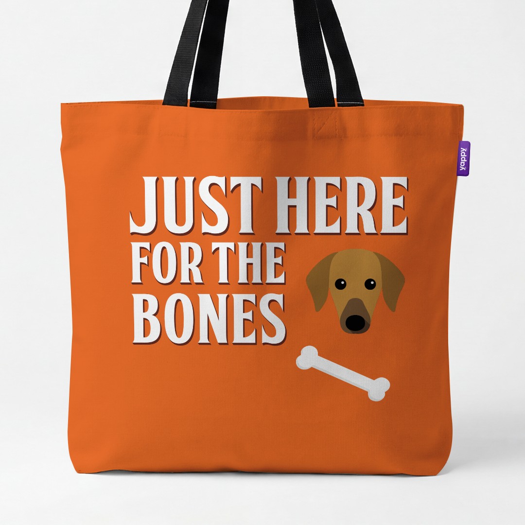 'Just Here for the Bones' - Personalized {breedCommonName} Canvas Bag