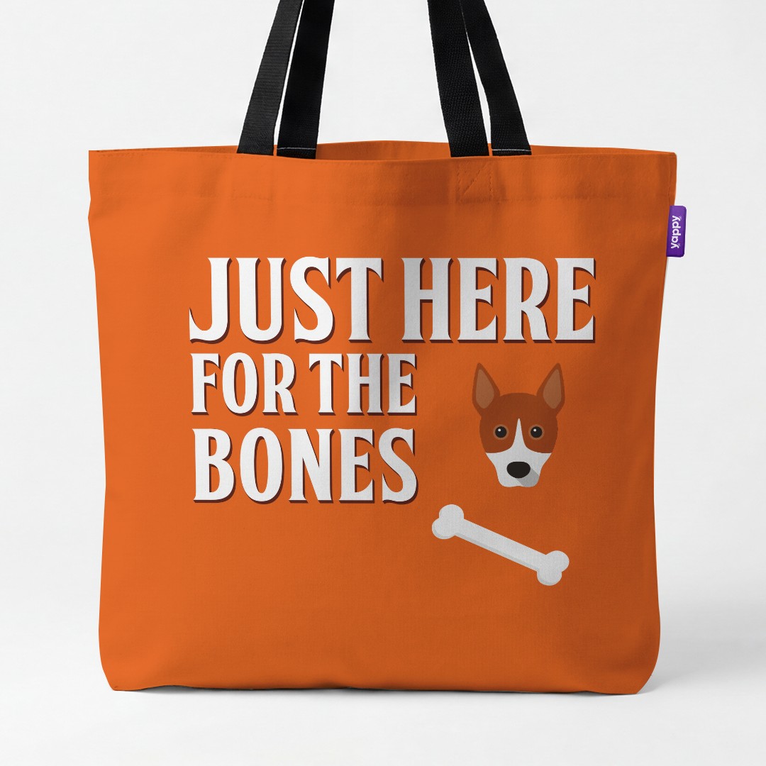 'Just Here for the Bones' - Personalized {breedCommonName} Canvas Bag