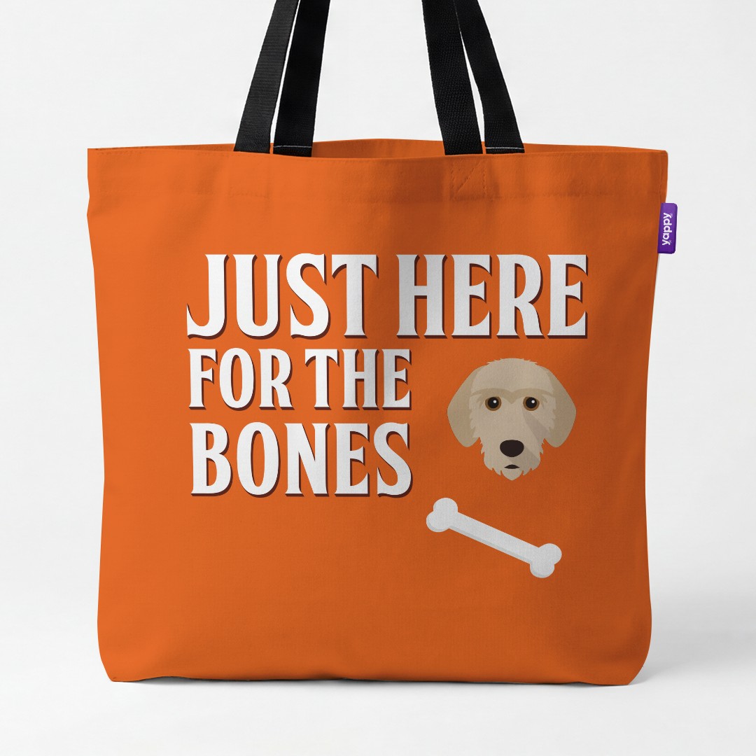 'Just Here for the Bones' - Personalized {breedCommonName} Canvas Bag