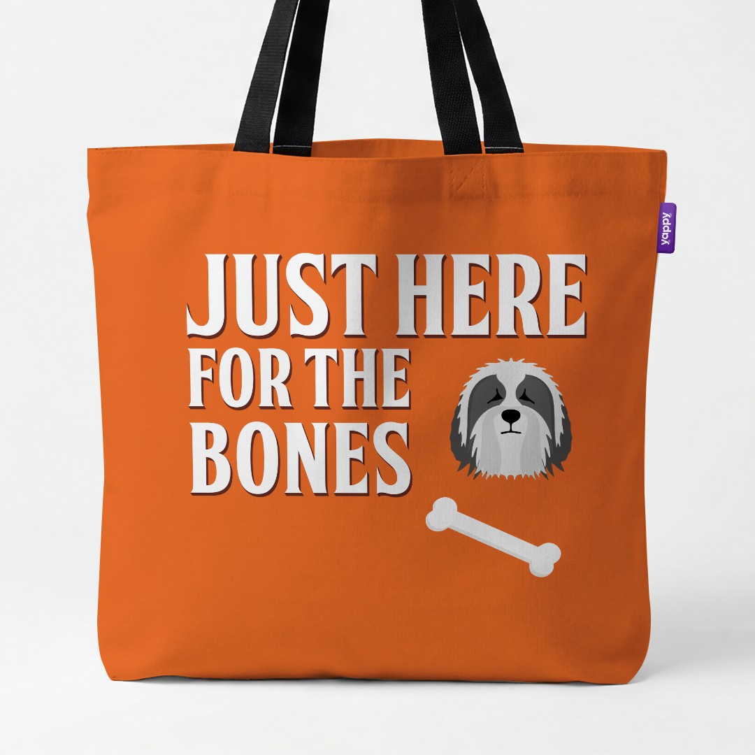 'Just Here for the Bones' - Personalized {breedCommonName} Canvas Bag