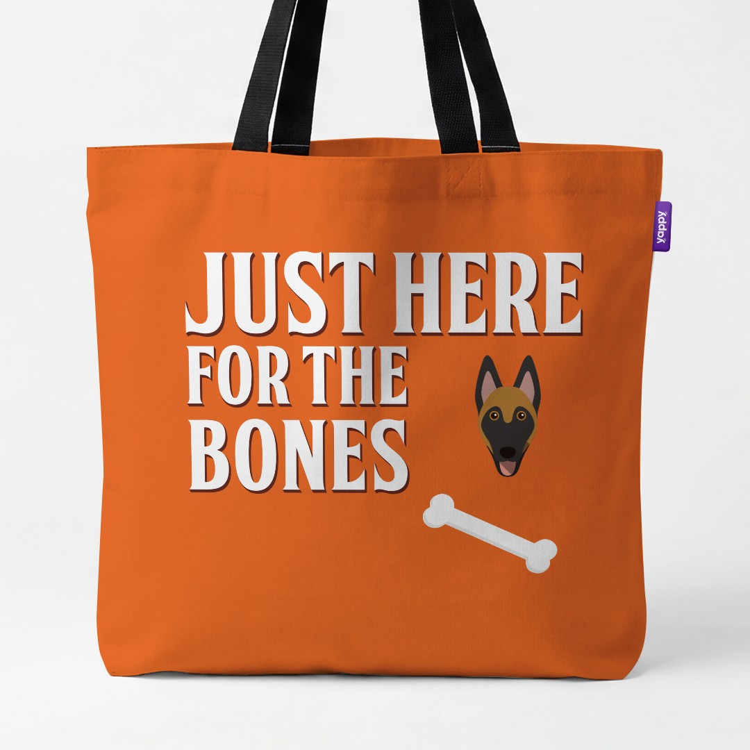 'Just Here for the Bones' - Personalised {breedCommonName} Canvas Bag