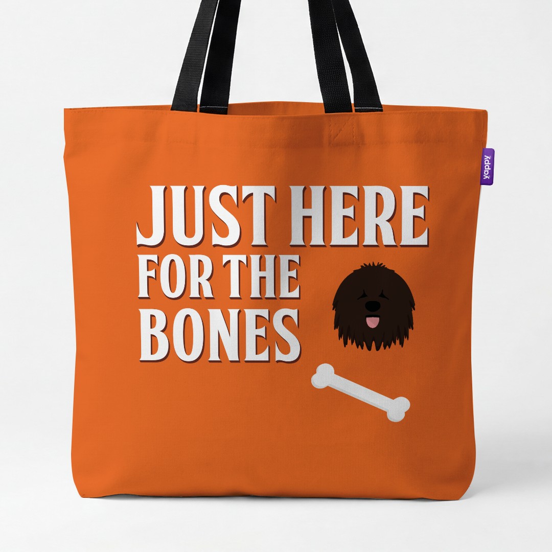 'Just Here for the Bones' - Personalized {breedCommonName} Canvas Bag