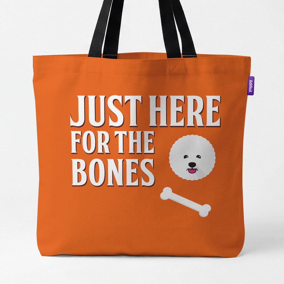 'Just Here for the Bones' - Personalized {breedCommonName} Canvas Bag