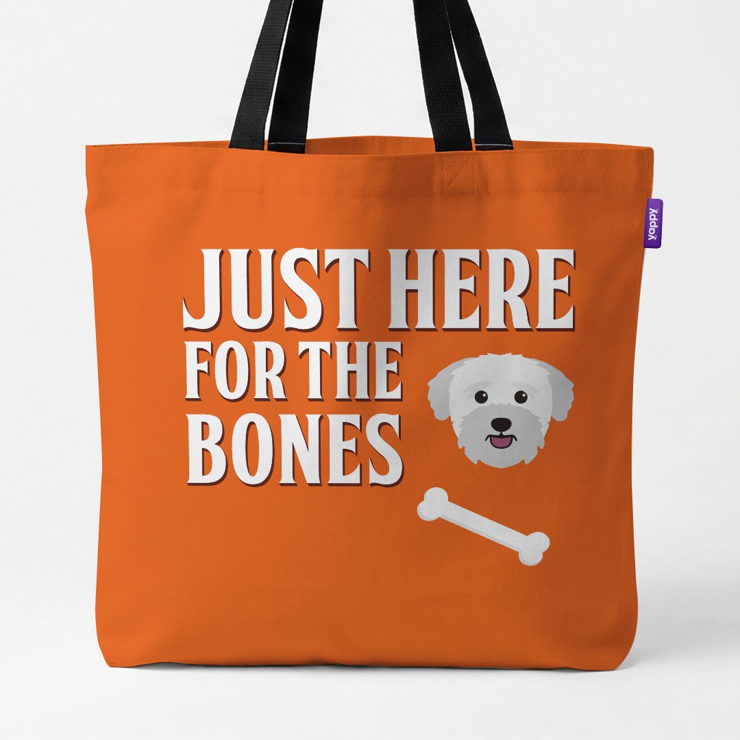 'Just Here for the Bones' - Personalized {breedCommonName} Canvas Bag