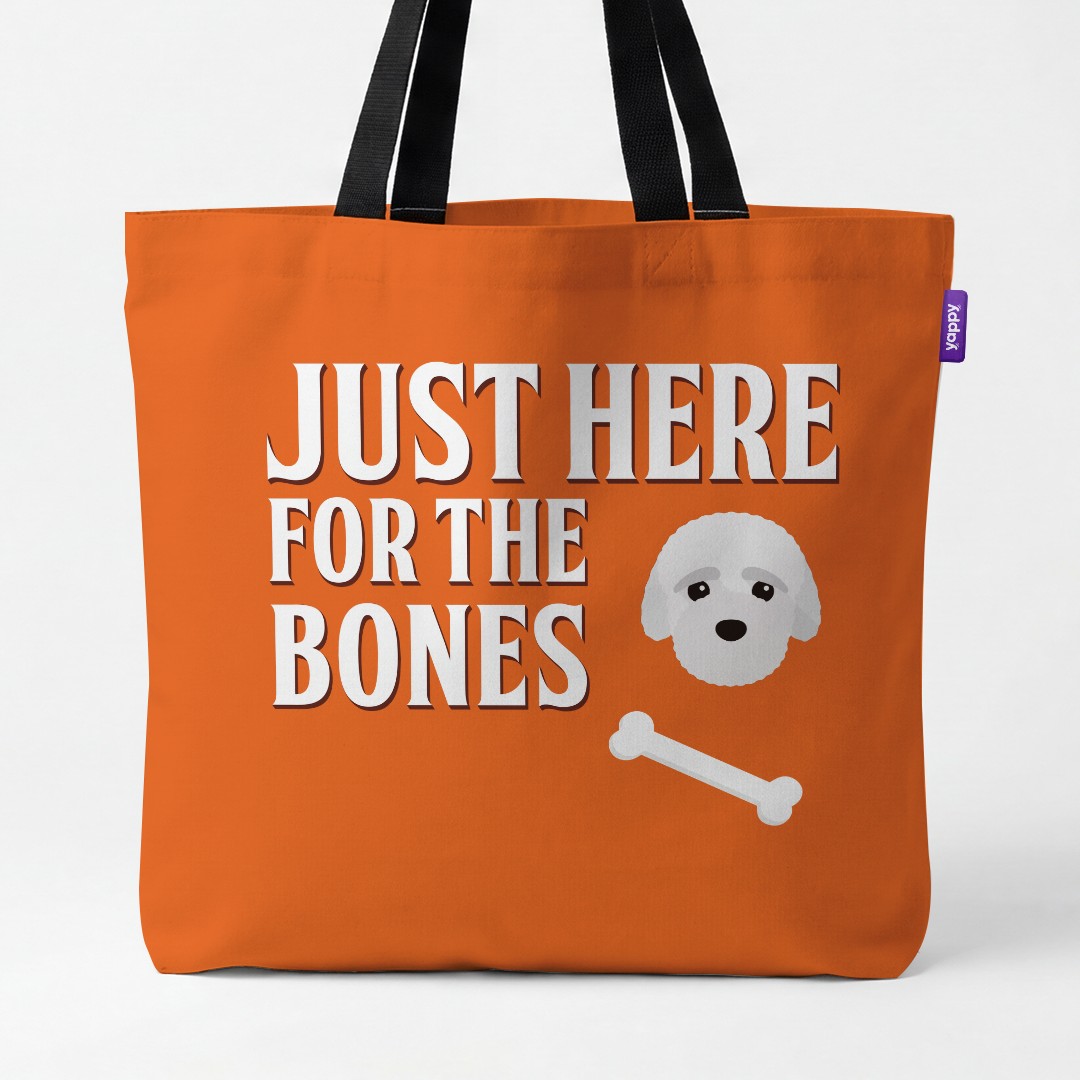 'Just Here for the Bones' - Personalised {breedCommonName} Canvas Bag