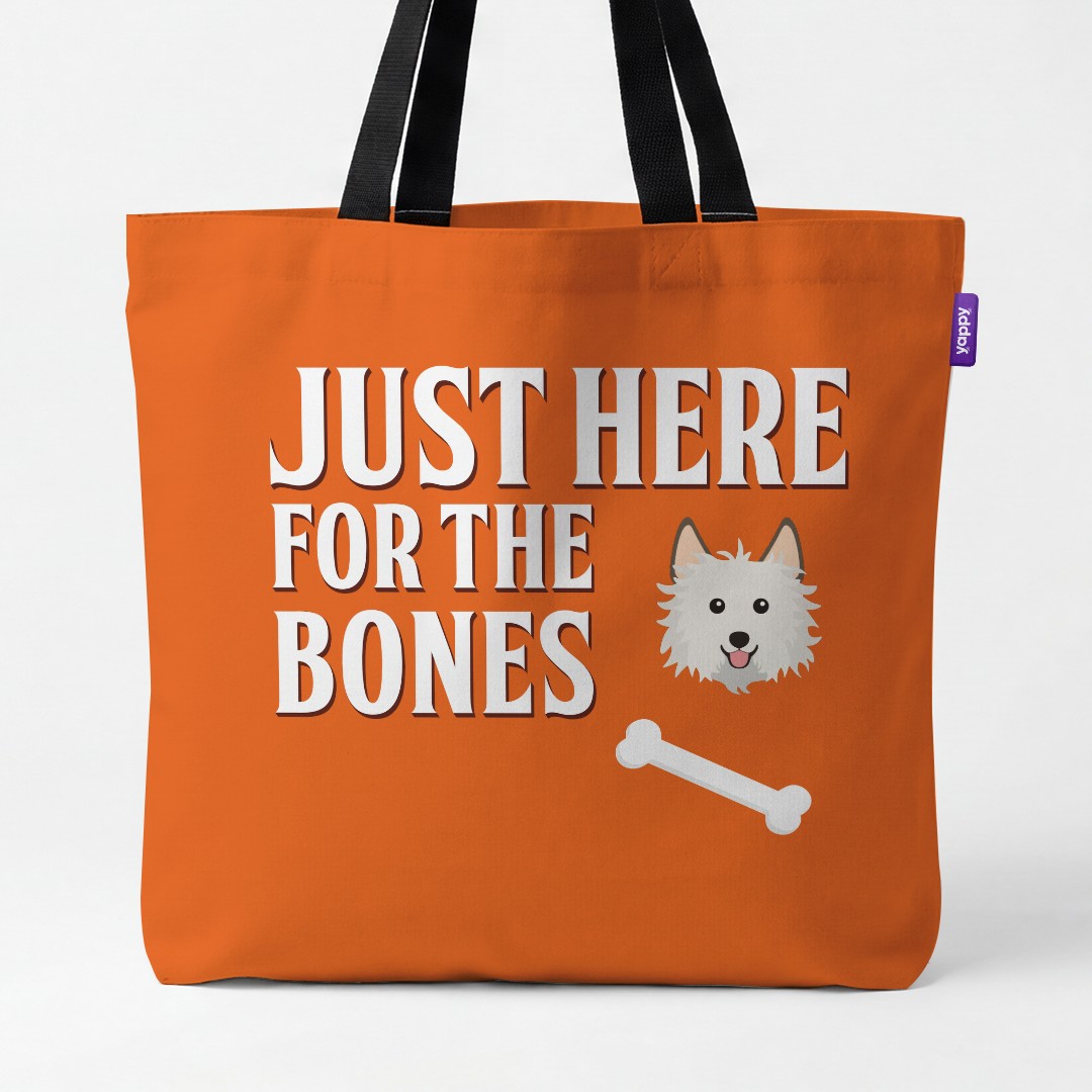 'Just Here for the Bones' - Personalized {breedCommonName} Canvas Bag