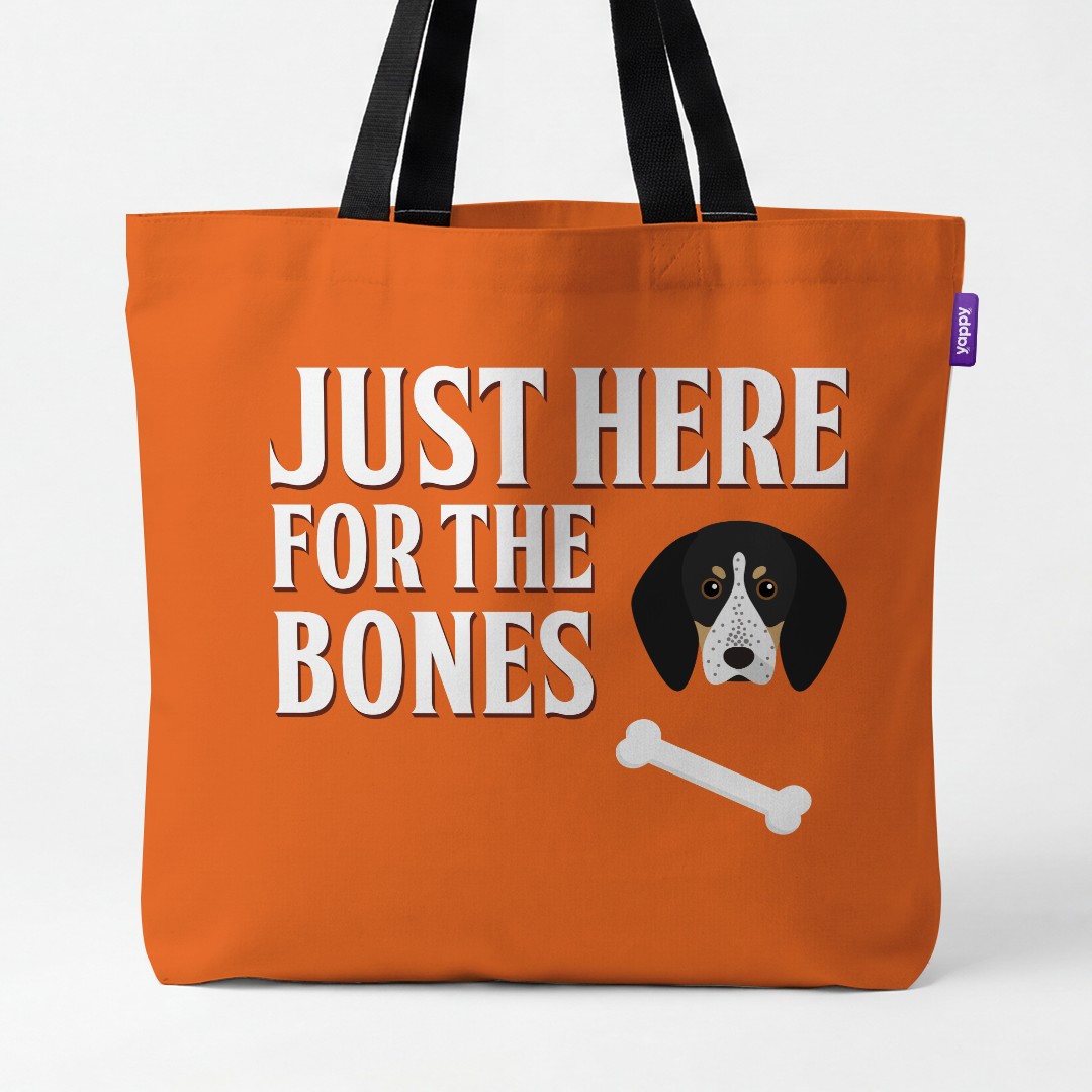 'Just Here for the Bones' - Personalized {breedCommonName} Canvas Bag