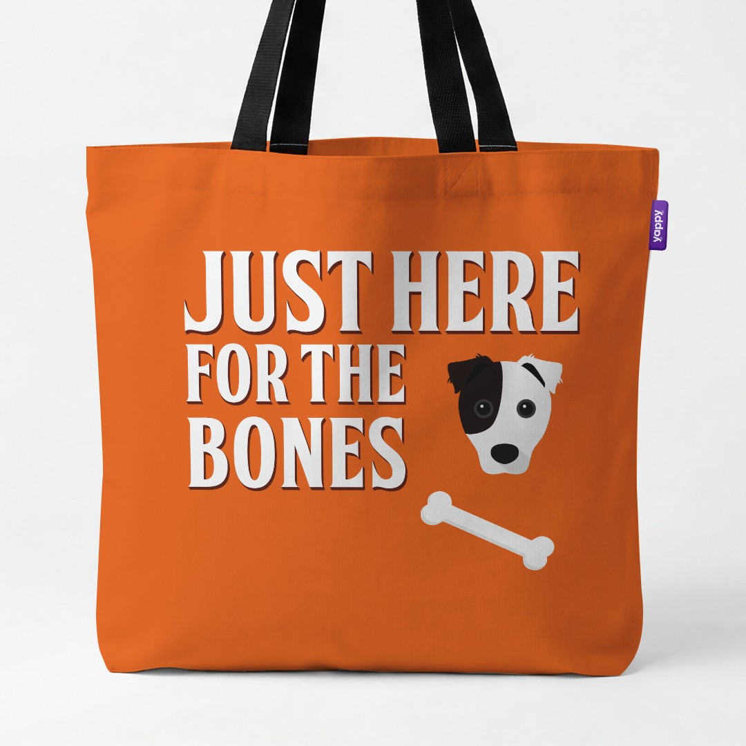 'Just Here for the Bones' - Personalized {breedCommonName} Canvas Bag