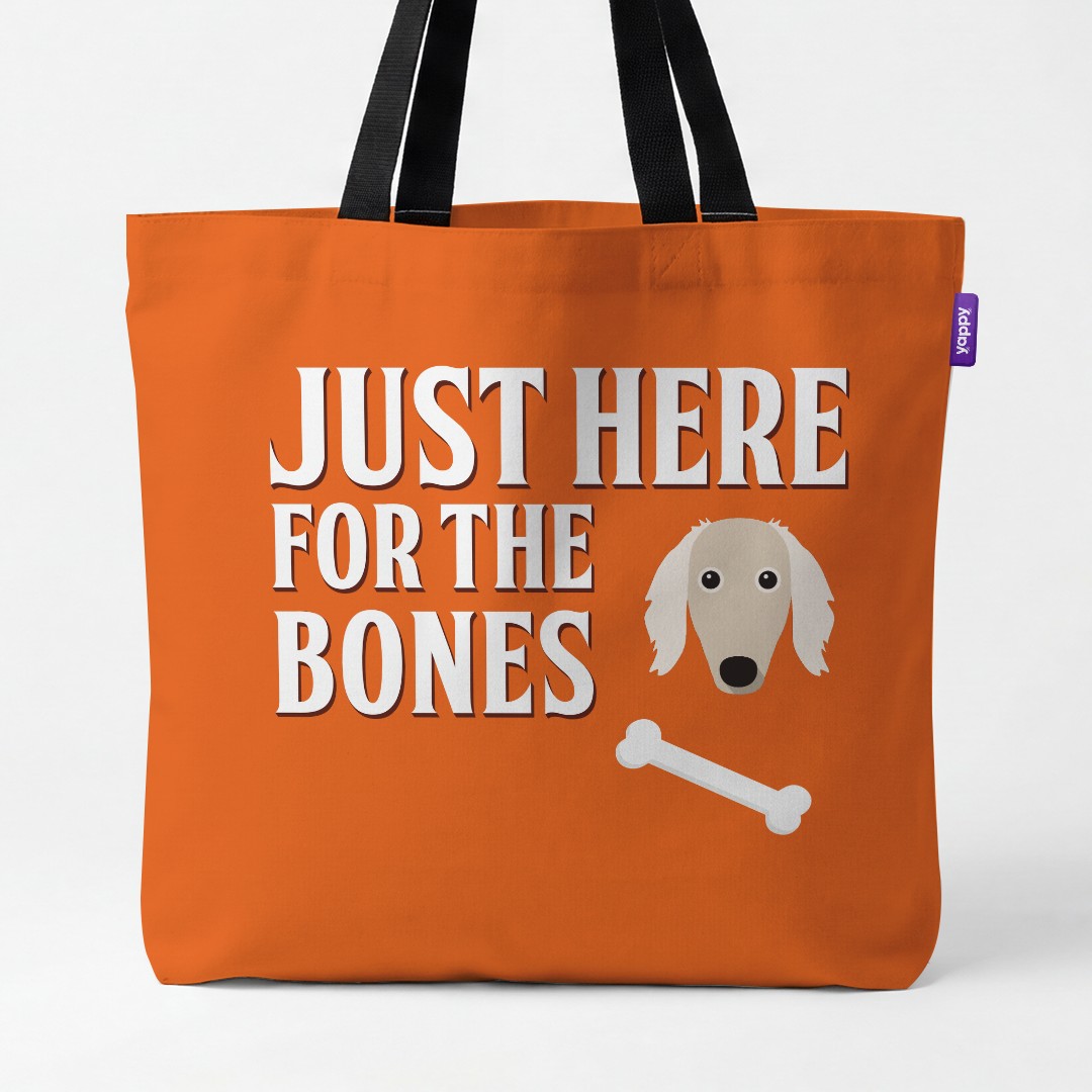 'Just Here for the Bones' - Personalized {breedCommonName} Canvas Bag