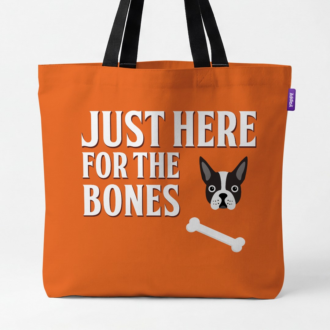 'Just Here for the Bones' - Personalized {breedCommonName} Canvas Bag
