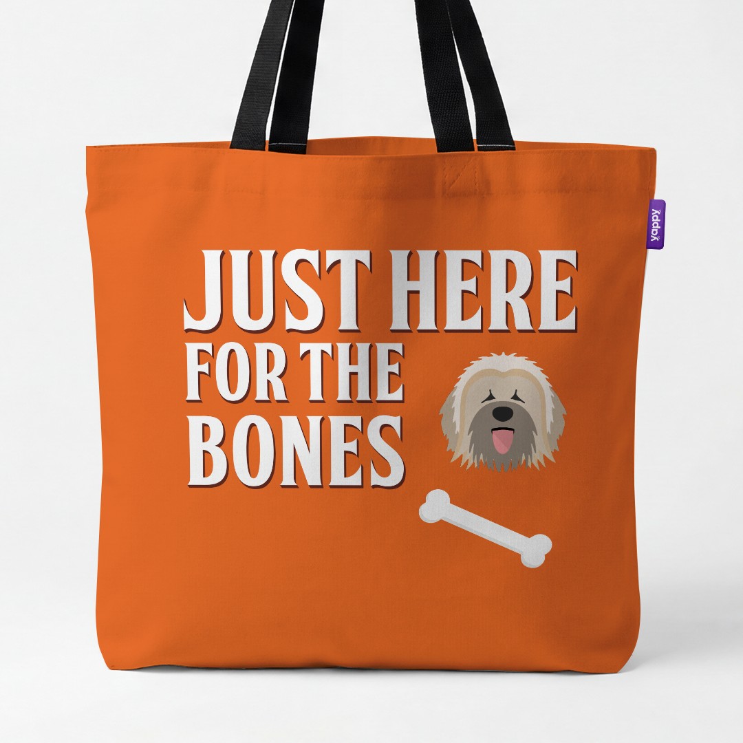 'Just Here for the Bones' - Personalized {breedCommonName} Canvas Bag