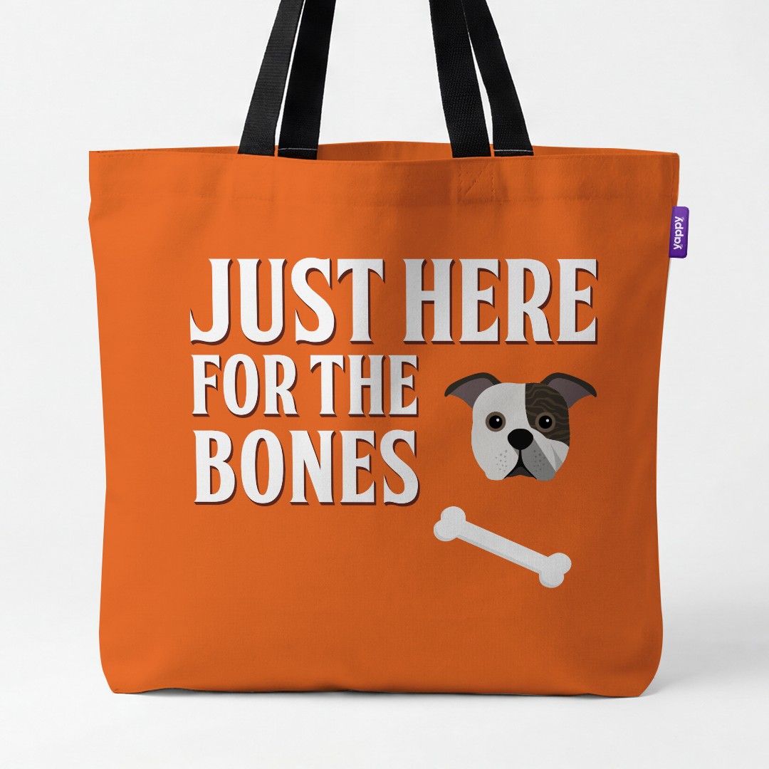 'Just Here for the Bones' - Personalized {breedCommonName} Canvas Bag
