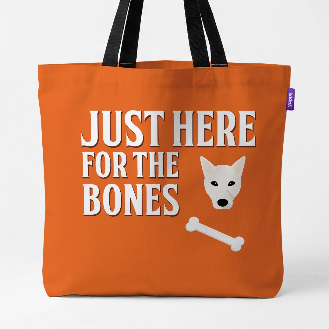'Just Here for the Bones' - Personalized {breedCommonName} Canvas Bag