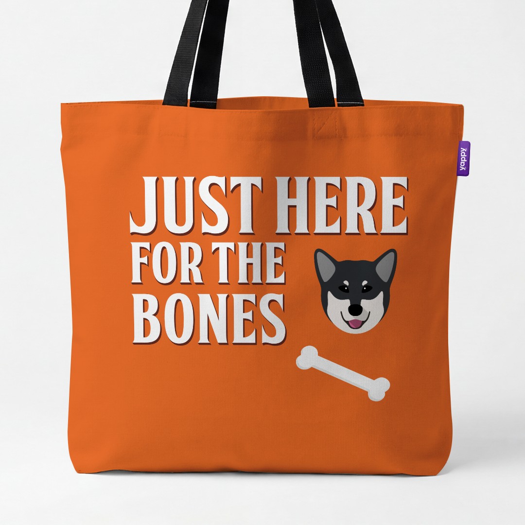 'Just Here for the Bones' - Personalized {breedCommonName} Canvas Bag