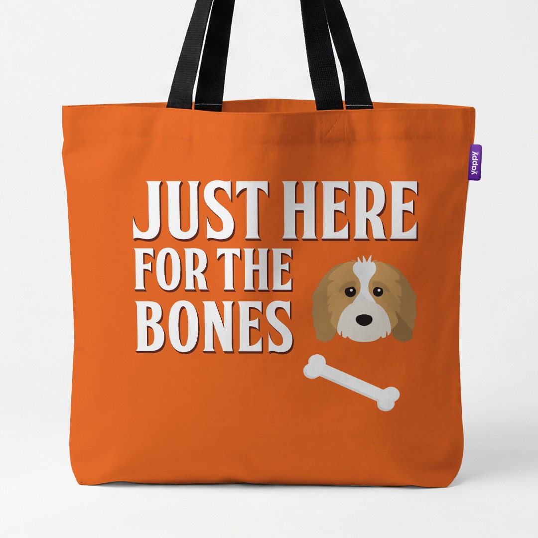 'Just Here for the Bones' - Personalized {breedCommonName} Canvas Bag