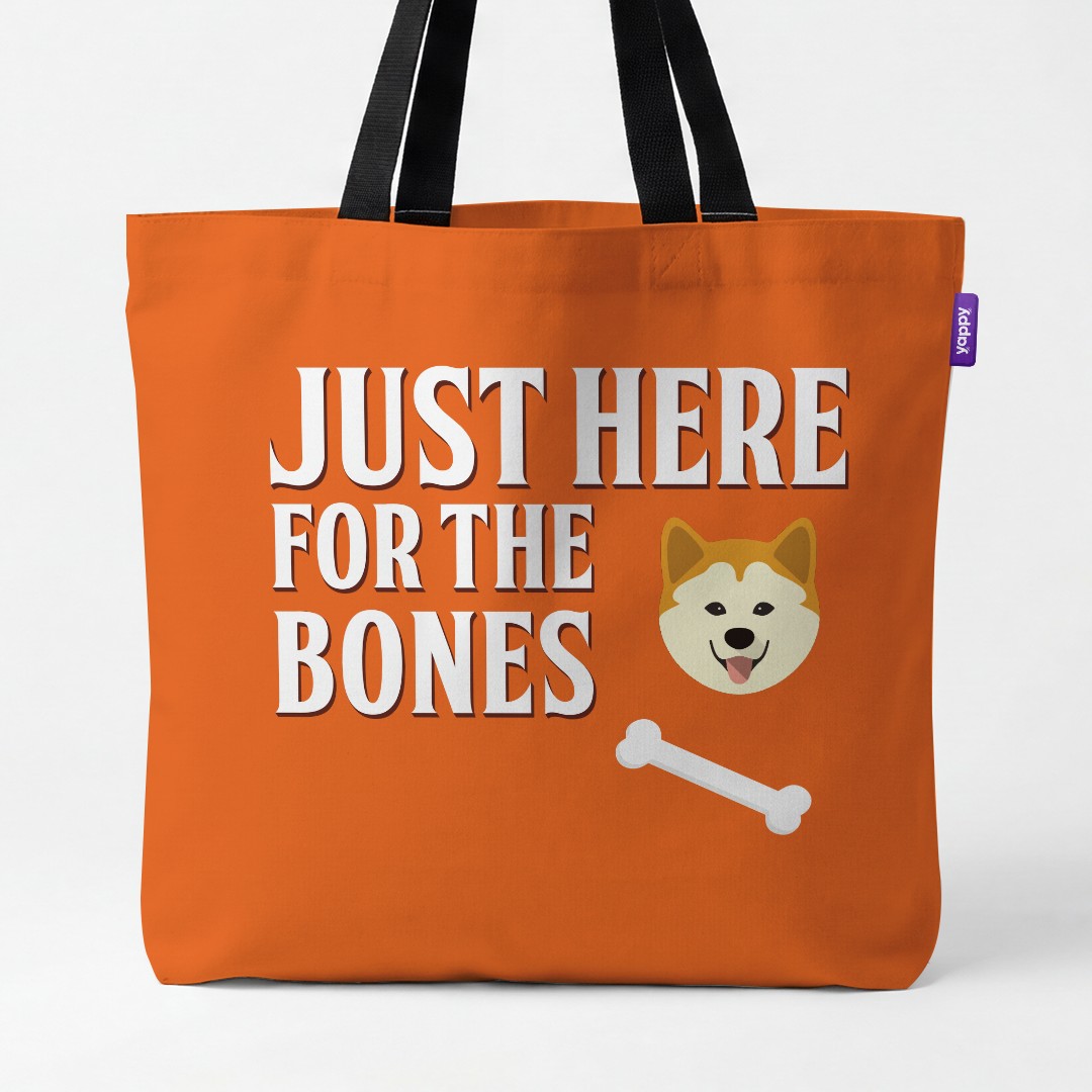 'Just Here for the Bones' - Personalized {breedCommonName} Canvas Bag