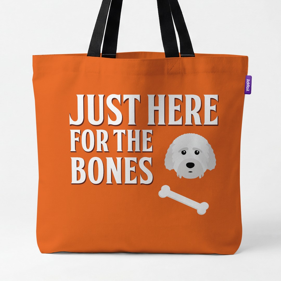 'Just Here for the Bones' - Personalized {breedCommonName} Canvas Bag