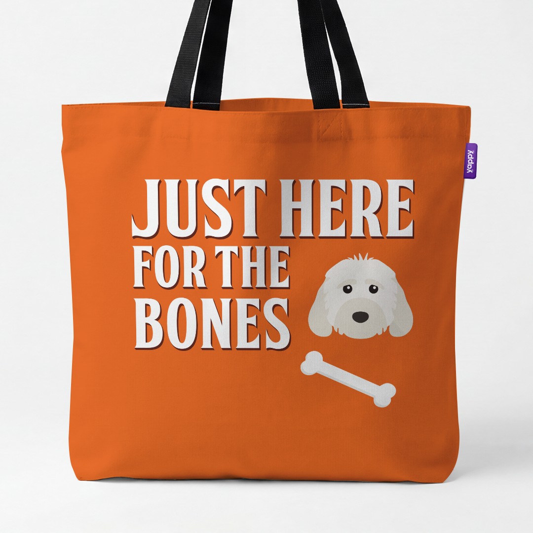 'Just Here for the Bones' - Personalized {breedCommonName} Canvas Bag