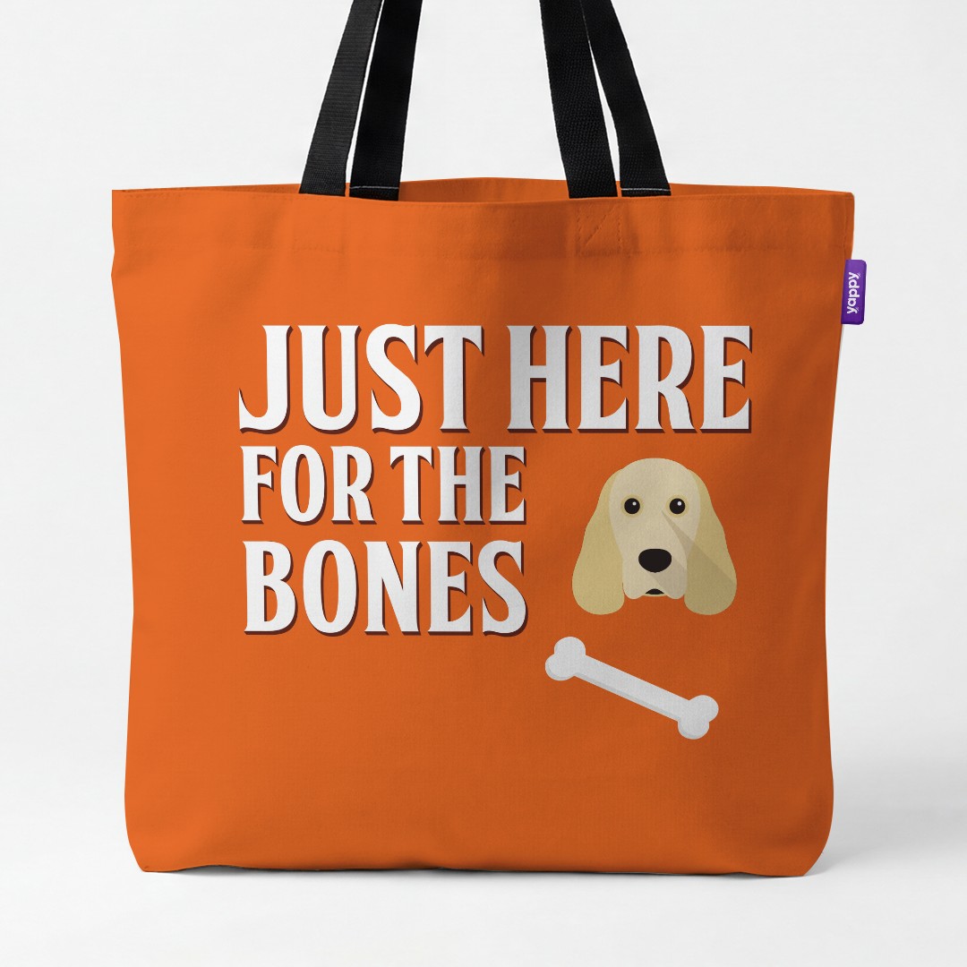 'Just Here for the Bones' - Personalized {breedCommonName} Canvas Bag