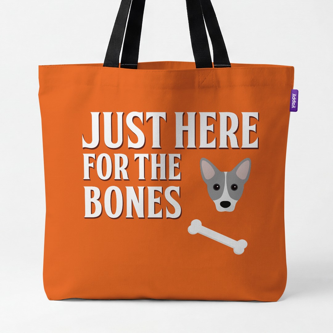 'Just Here for the Bones' - Personalized {breedCommonName} Canvas Bag