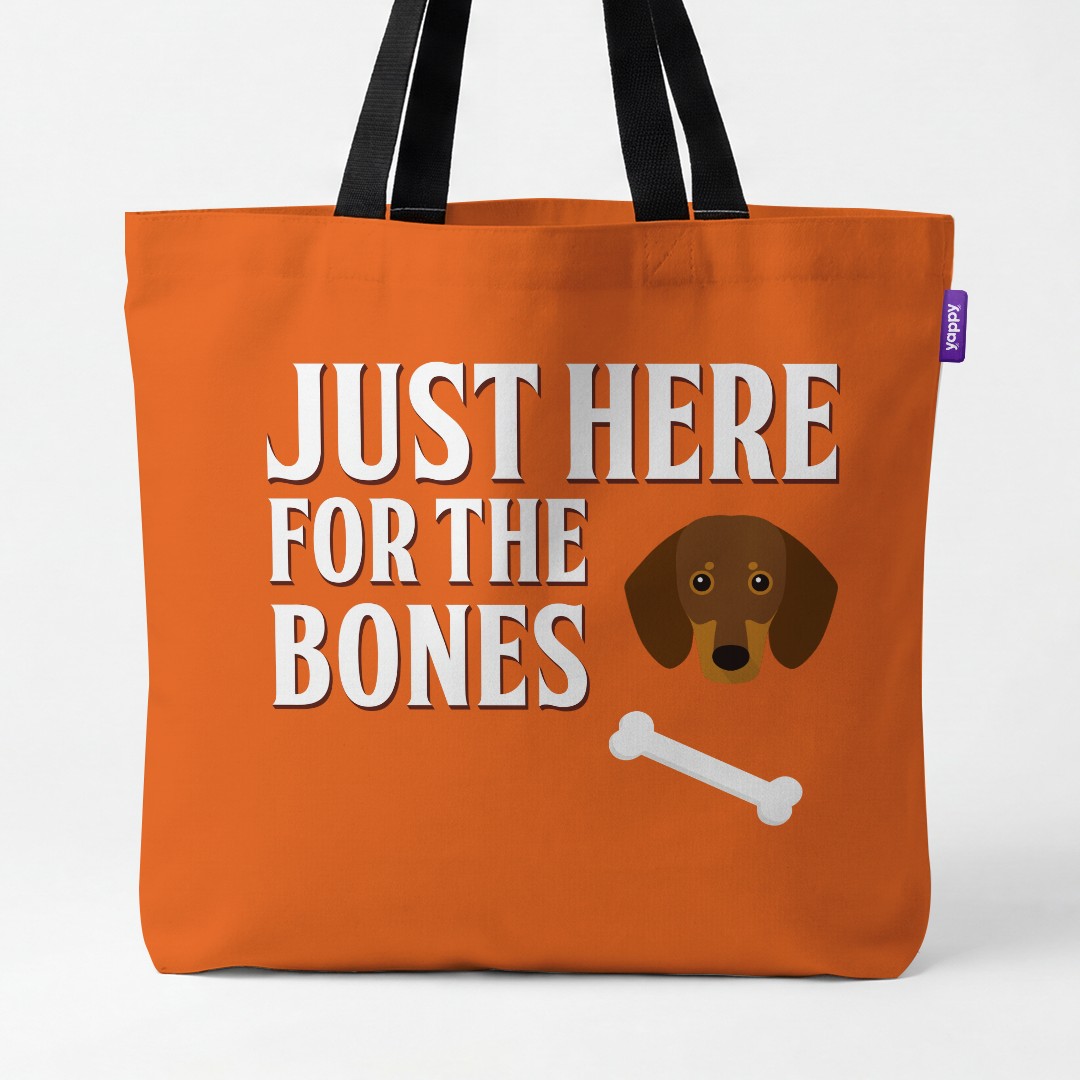 'Just Here for the Bones' - Personalized {breedCommonName} Canvas Bag