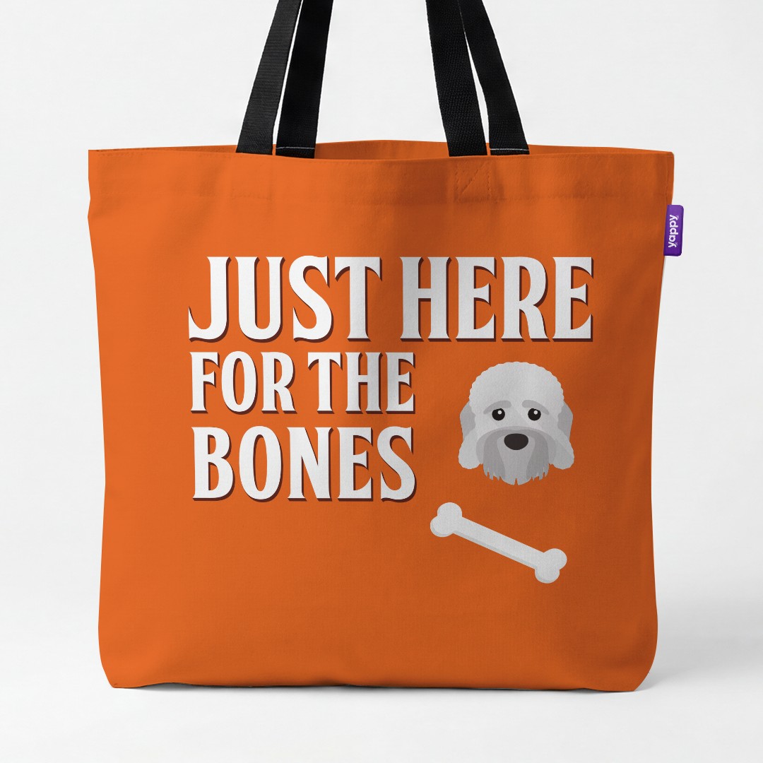 'Just Here for the Bones' - Personalized {breedCommonName} Canvas Bag