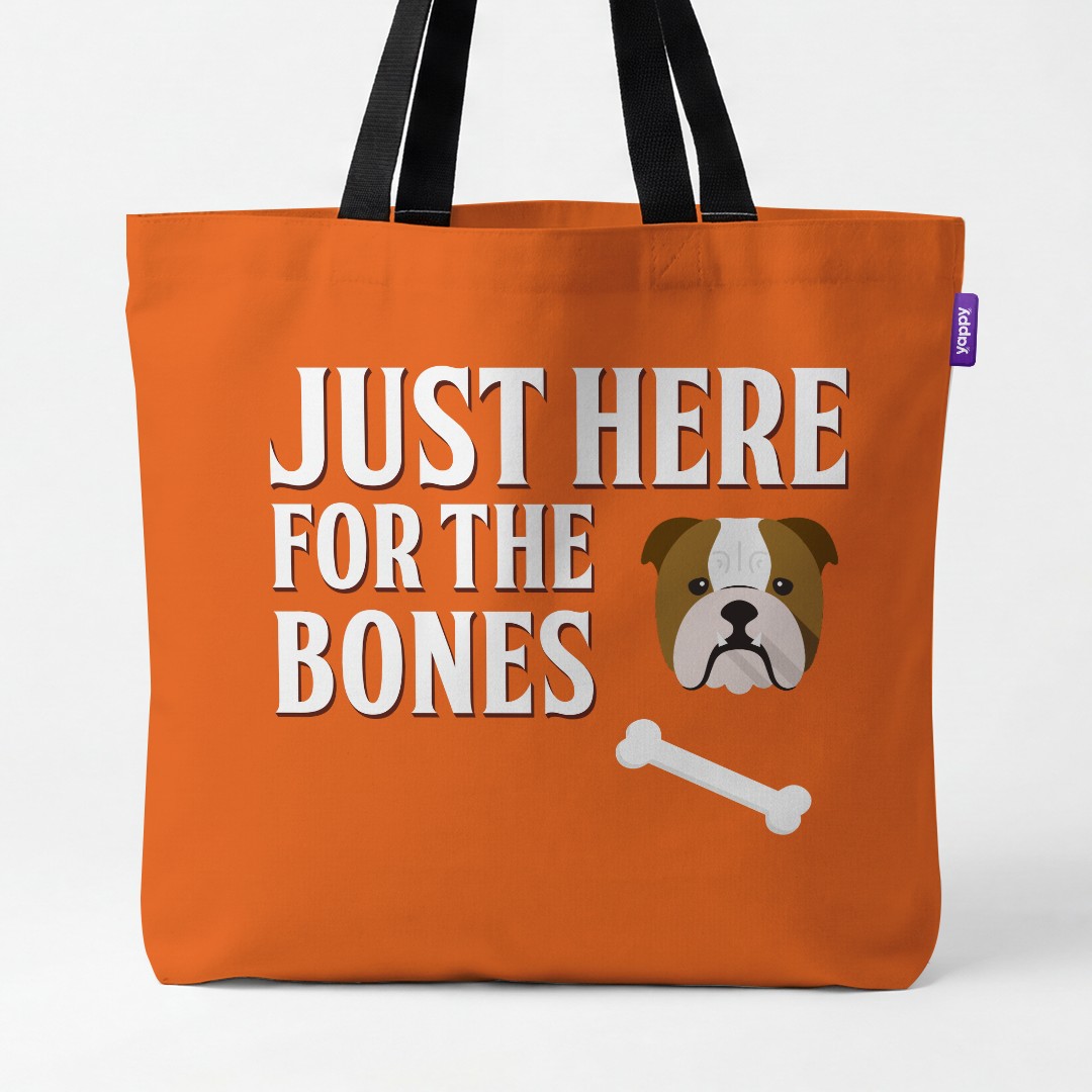 'Just Here for the Bones' - Personalized {breedCommonName} Canvas Bag
