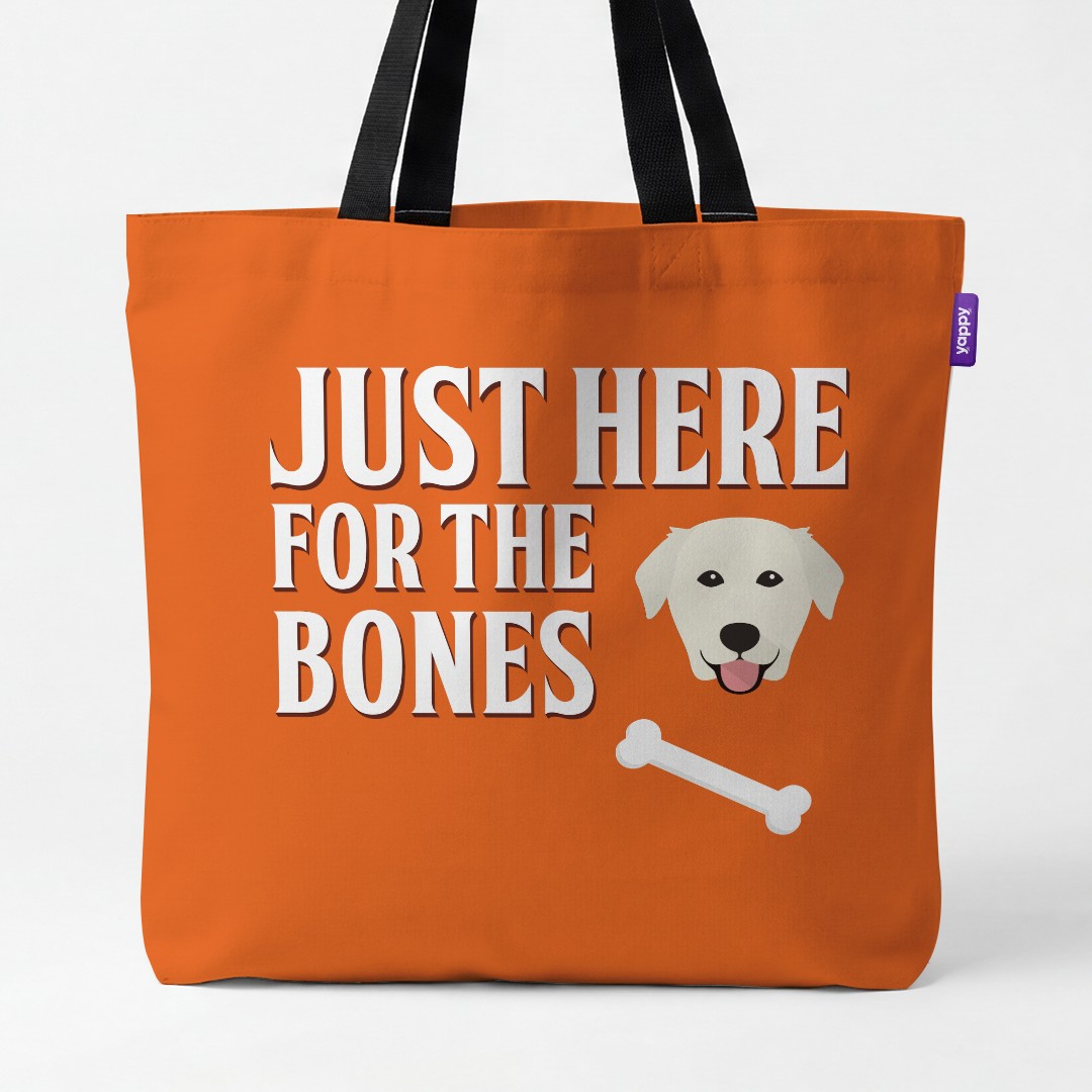 'Just Here for the Bones' - Personalized {breedCommonName} Canvas Bag