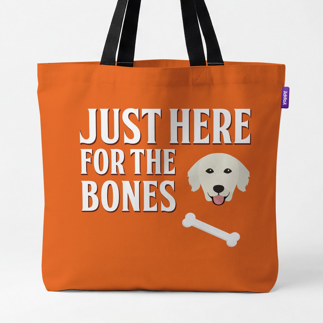 'Just Here for the Bones' - Personalized {breedCommonName} Canvas Bag