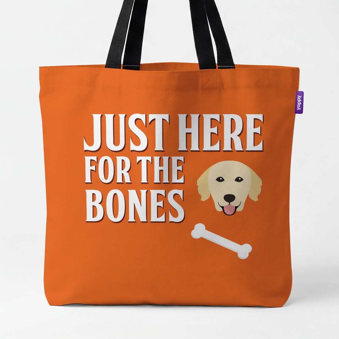 'Just Here for the Bones' - Personalised {breedCommonName} Canvas Bag